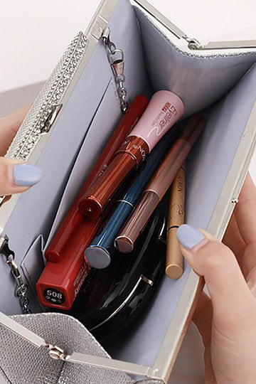 Sølv Rhinestone Evening Clutch Bag